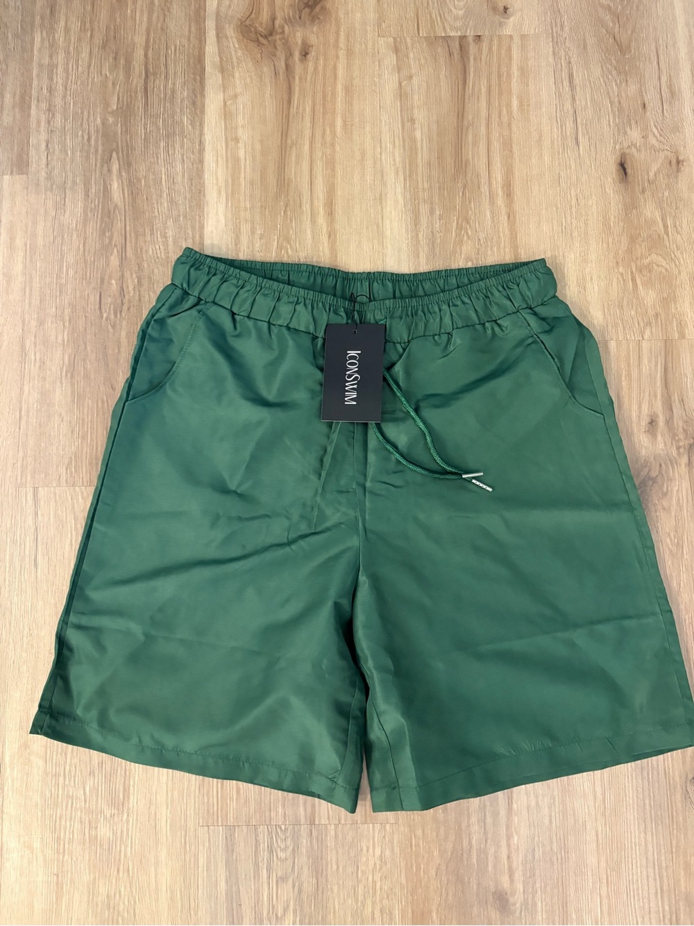 Woven Forest Green Drawstring Shorts